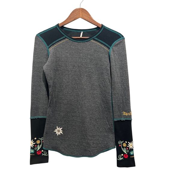 Alp N Rock Embroidered Long Sleeve Cotton Blend Top Size 1 (XS) Made In USA - Picture 1 of 10